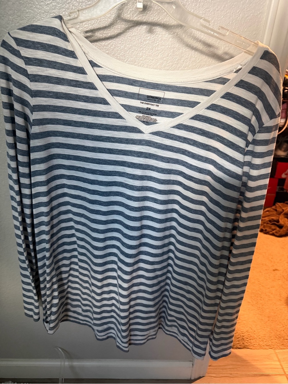 Sonoma -Striped V-Neck Tee -Womens 2x